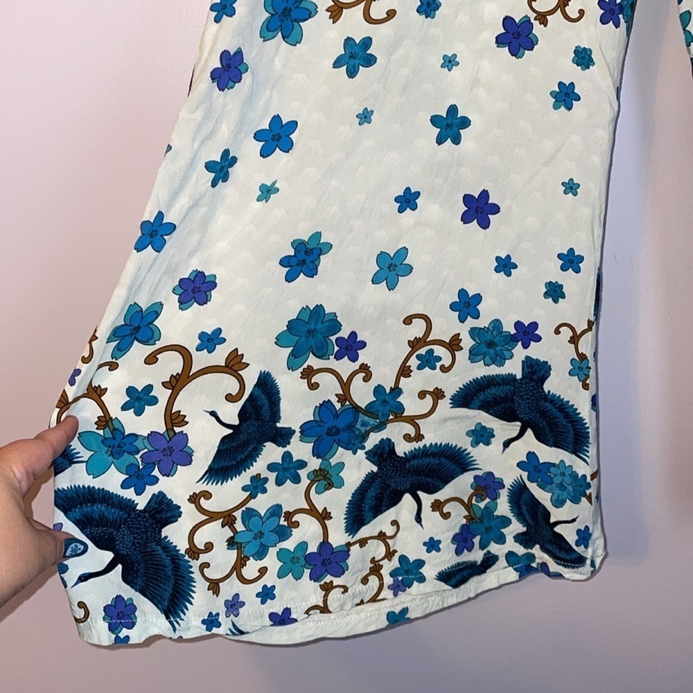 Jaase Blue Floral Bird Wide Leg Boho Palazzo Pants size XS - Picture 7 of 16
